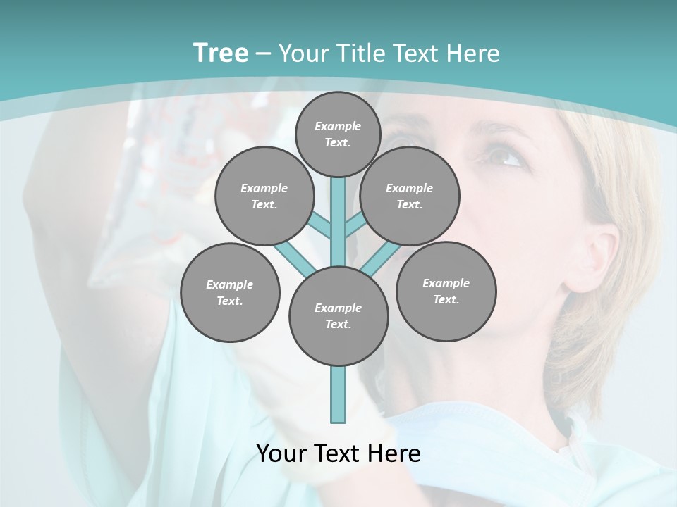 A Woman In A Blue Shirt Is Holding A Plastic Bag PowerPoint Template