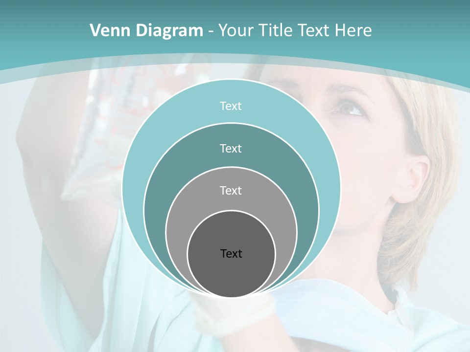 A Woman In A Blue Shirt Is Holding A Plastic Bag PowerPoint Template