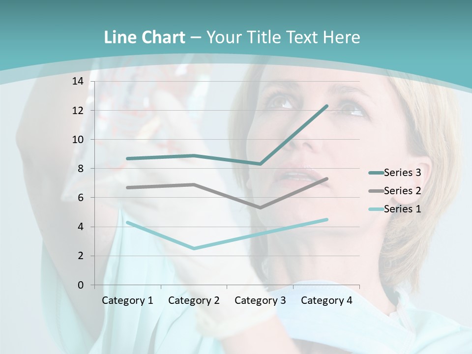 A Woman In A Blue Shirt Is Holding A Plastic Bag PowerPoint Template