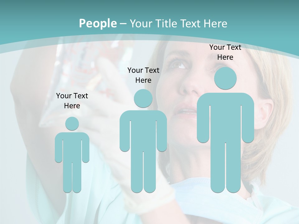 A Woman In A Blue Shirt Is Holding A Plastic Bag PowerPoint Template