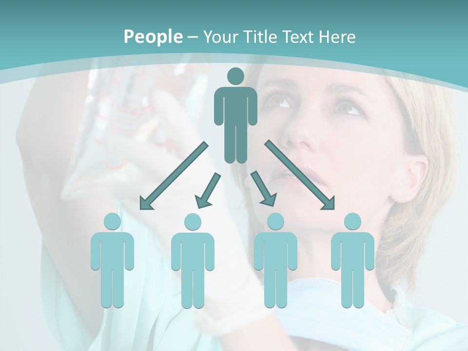 A Woman In A Blue Shirt Is Holding A Plastic Bag PowerPoint Template