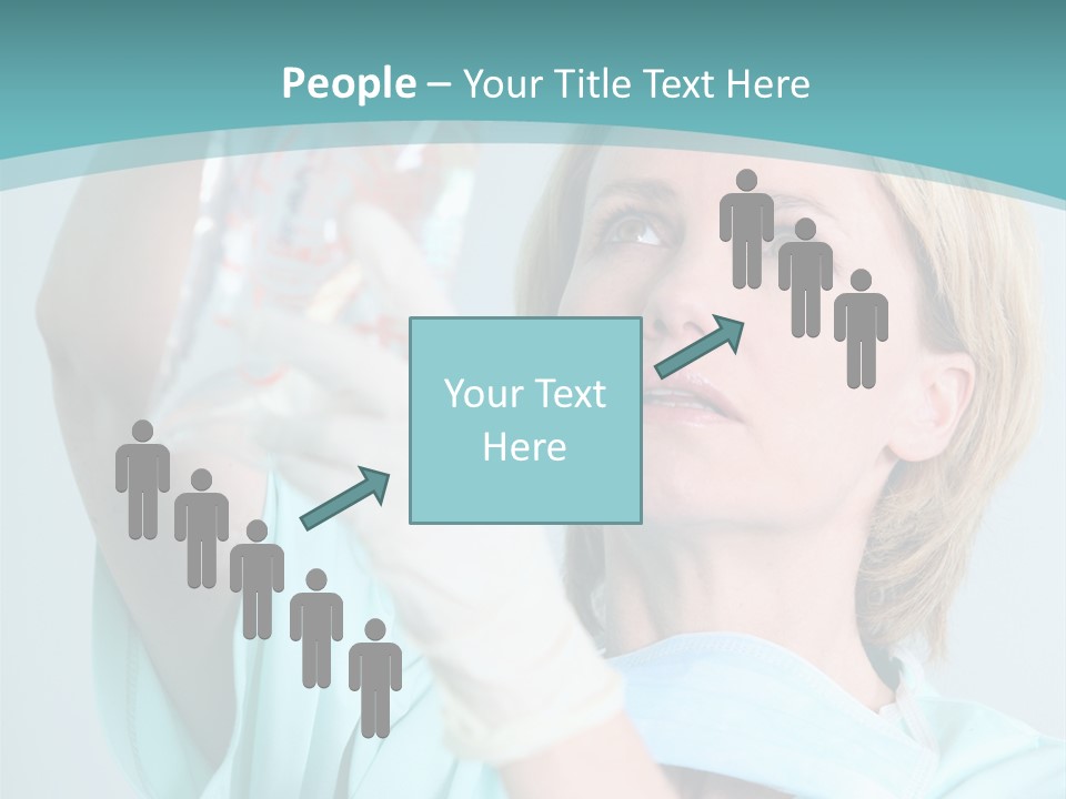 A Woman In A Blue Shirt Is Holding A Plastic Bag PowerPoint Template