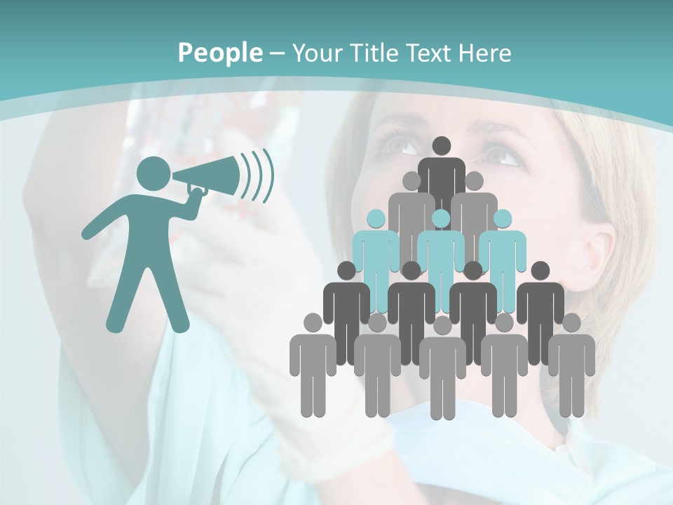 A Woman In A Blue Shirt Is Holding A Plastic Bag PowerPoint Template