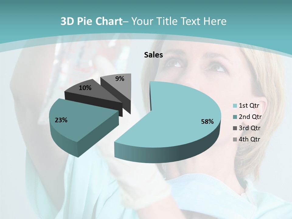 A Woman In A Blue Shirt Is Holding A Plastic Bag PowerPoint Template