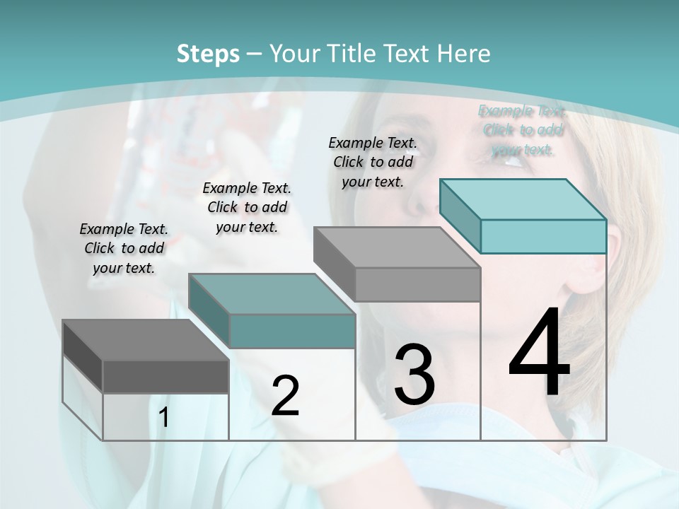 A Woman In A Blue Shirt Is Holding A Plastic Bag PowerPoint Template