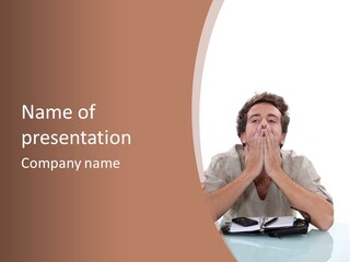 Notebook Phone Exasperated PowerPoint Template