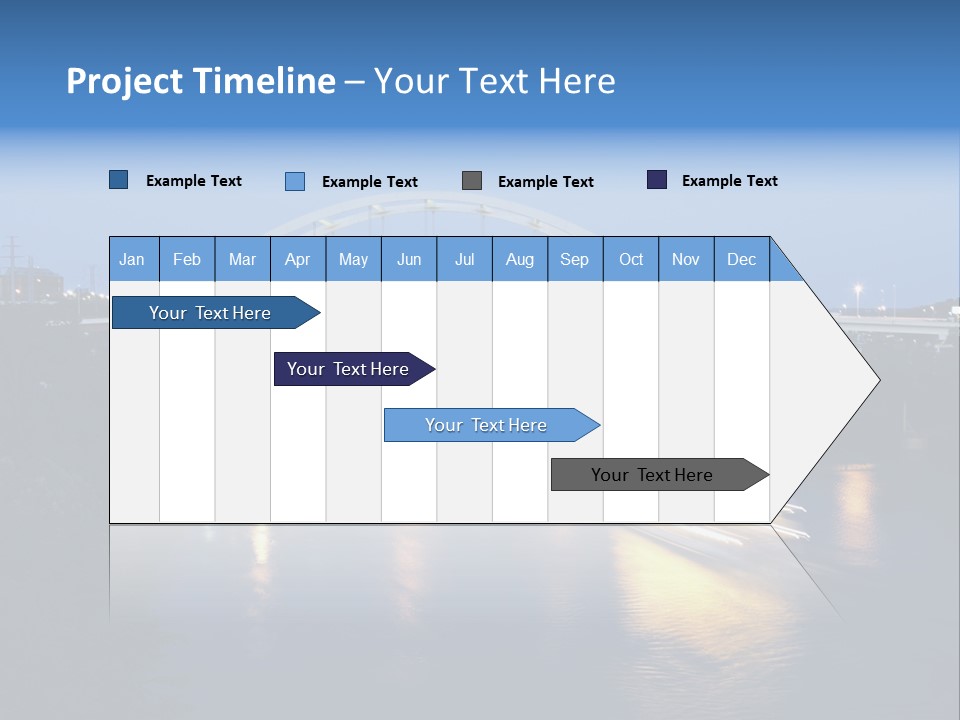 A Boat Traveling Down A River Under A Bridge PowerPoint Template