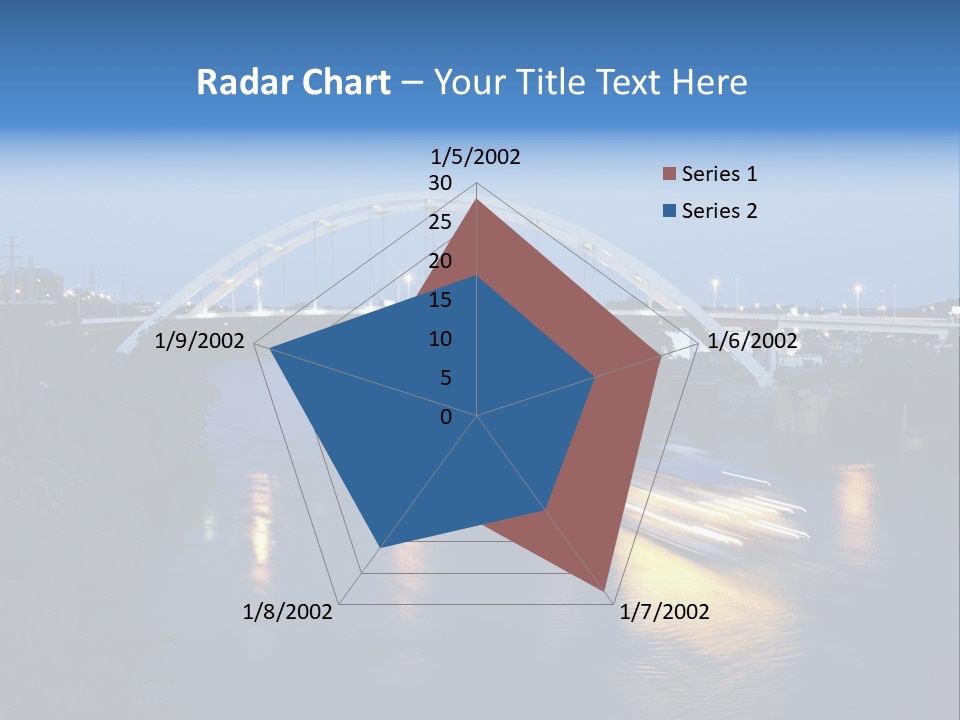 A Boat Traveling Down A River Under A Bridge PowerPoint Template