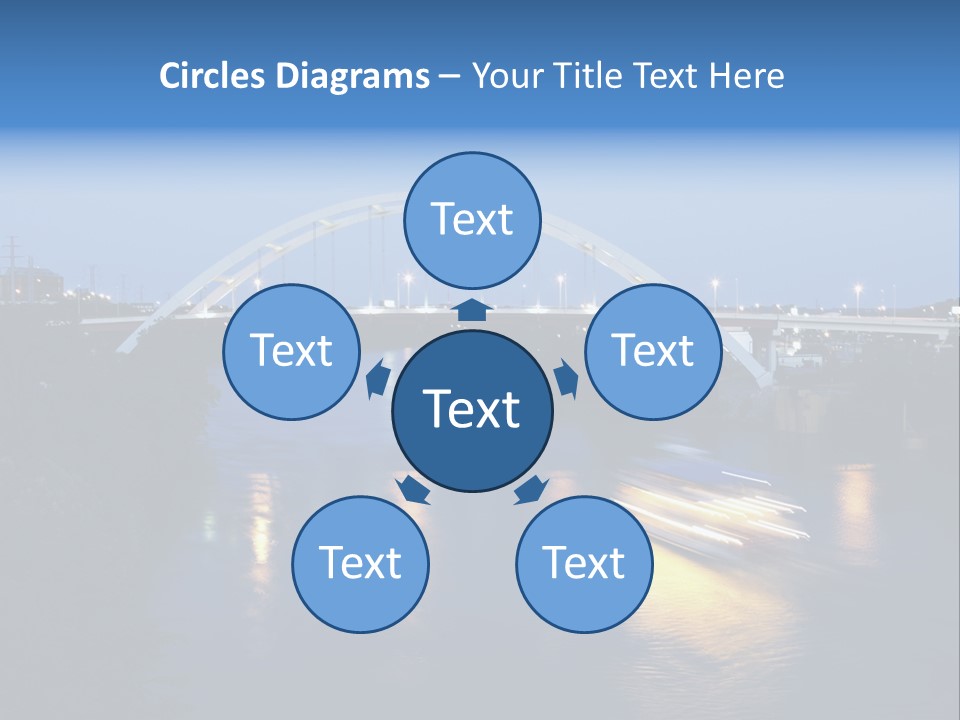 A Boat Traveling Down A River Under A Bridge PowerPoint Template