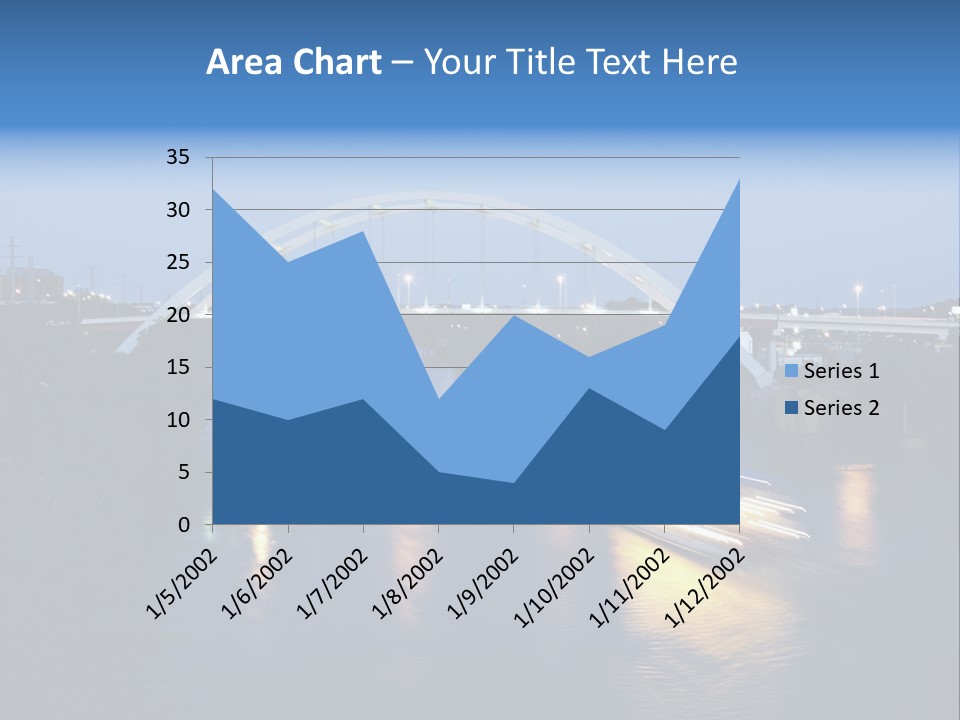 A Boat Traveling Down A River Under A Bridge PowerPoint Template