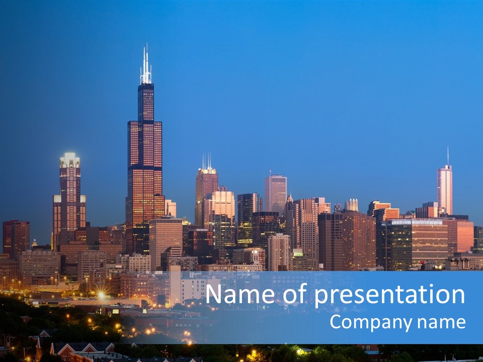 Midwest Usa Sky Cityscape PowerPoint Template