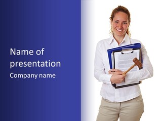 Cutout Gavel Reviewer PowerPoint Template