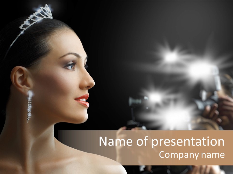 A Woman With A Tiara Is Taking A Picture PowerPoint Template