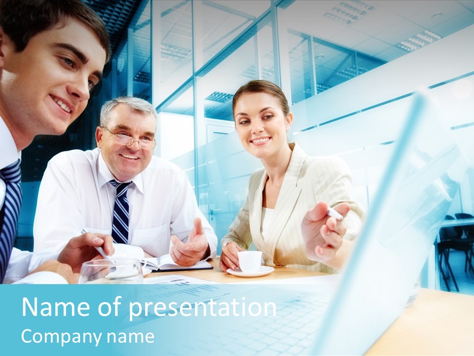 Laptop Executive Aged PowerPoint Template