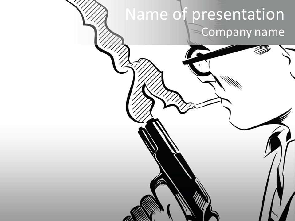 Smoke Glasses Hand Gun PowerPoint Template