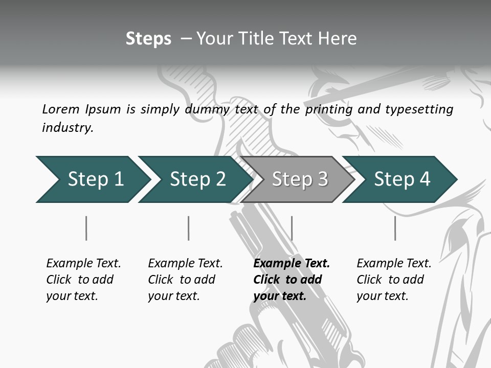 Smoke Glasses Hand Gun PowerPoint Template