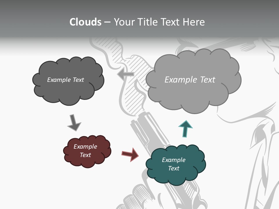 Smoke Glasses Hand Gun PowerPoint Template