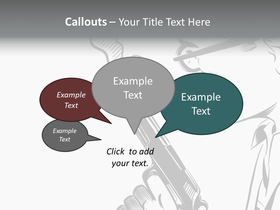 Smoke Glasses Hand Gun PowerPoint Template