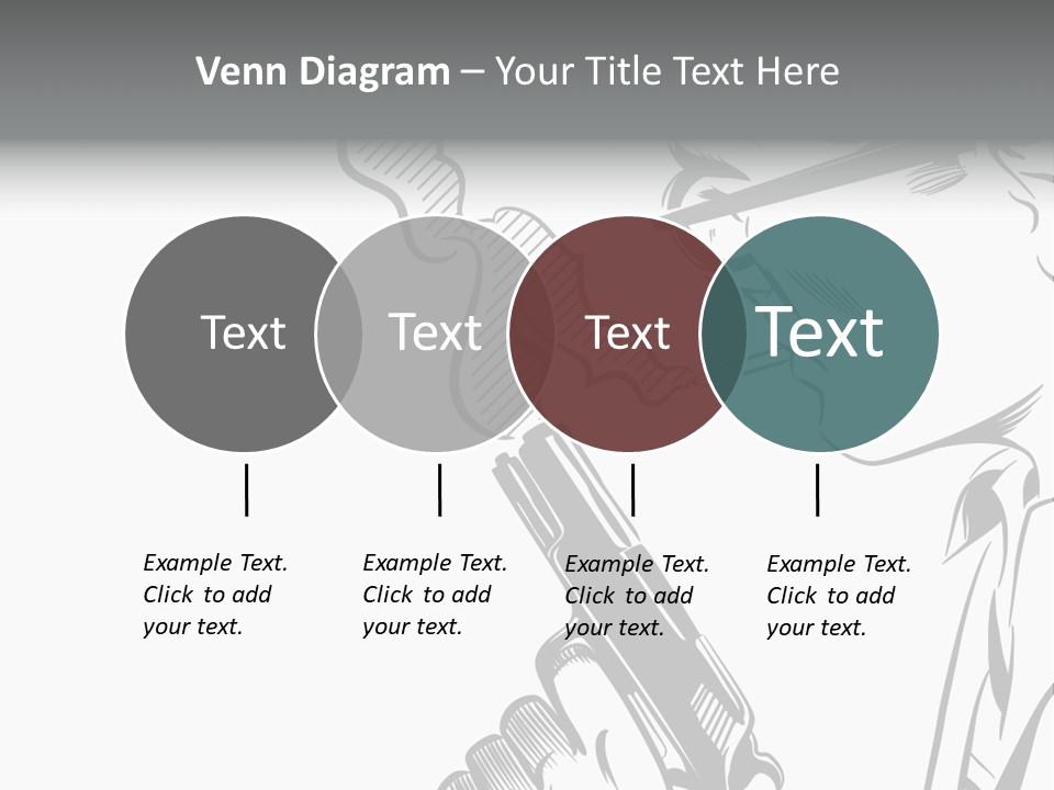 Smoke Glasses Hand Gun PowerPoint Template