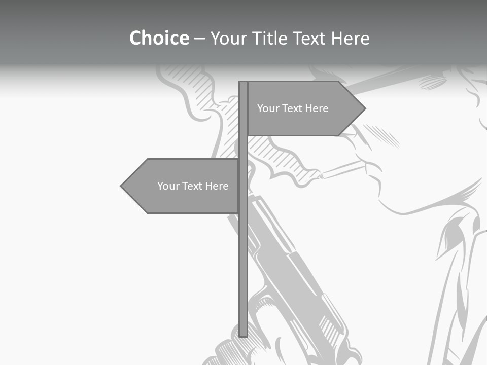 Smoke Glasses Hand Gun PowerPoint Template