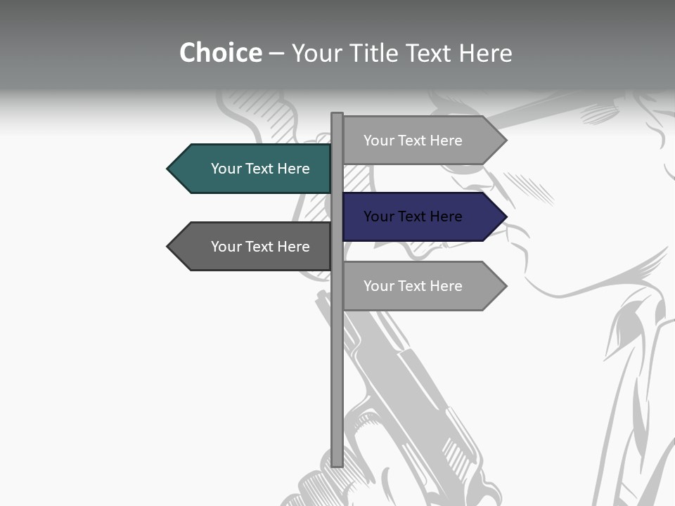 Smoke Glasses Hand Gun PowerPoint Template