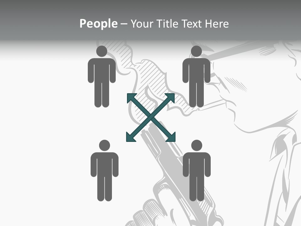 Smoke Glasses Hand Gun PowerPoint Template