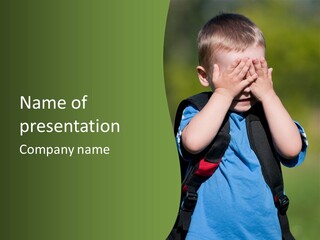 Palm Cute Backpack PowerPoint Template