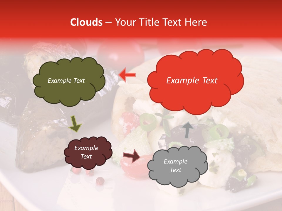 A White Plate Topped With A Burrito Covered In Cheese And Vegetables PowerPoint Template