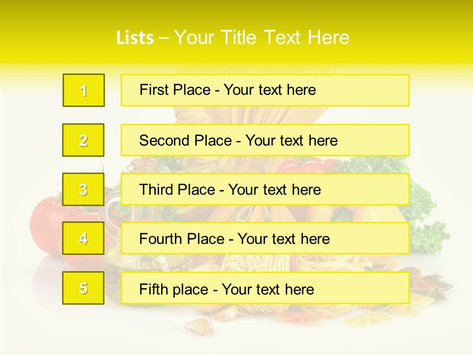 A Bunch Of Different Types Of Pasta And Vegetables PowerPoint Template