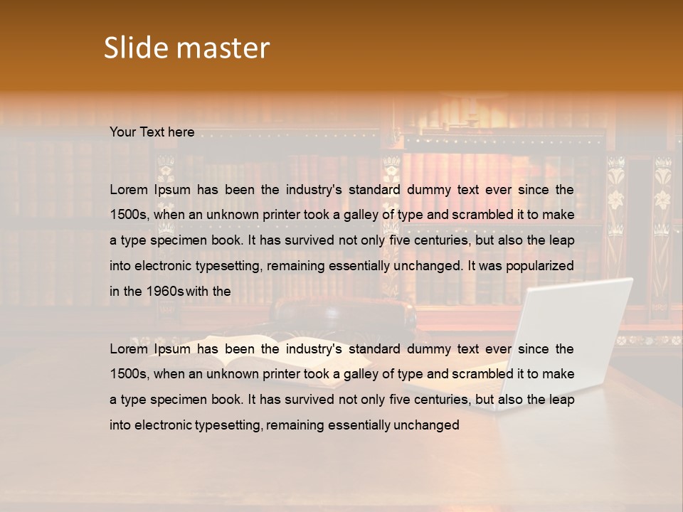 A Laptop Computer Sitting On Top Of A Wooden Desk PowerPoint Template