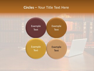 A Laptop Computer Sitting On Top Of A Wooden Desk PowerPoint Template