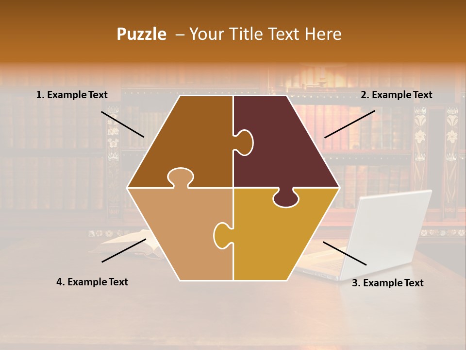 A Laptop Computer Sitting On Top Of A Wooden Desk PowerPoint Template