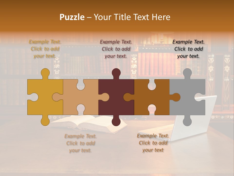 A Laptop Computer Sitting On Top Of A Wooden Desk PowerPoint Template