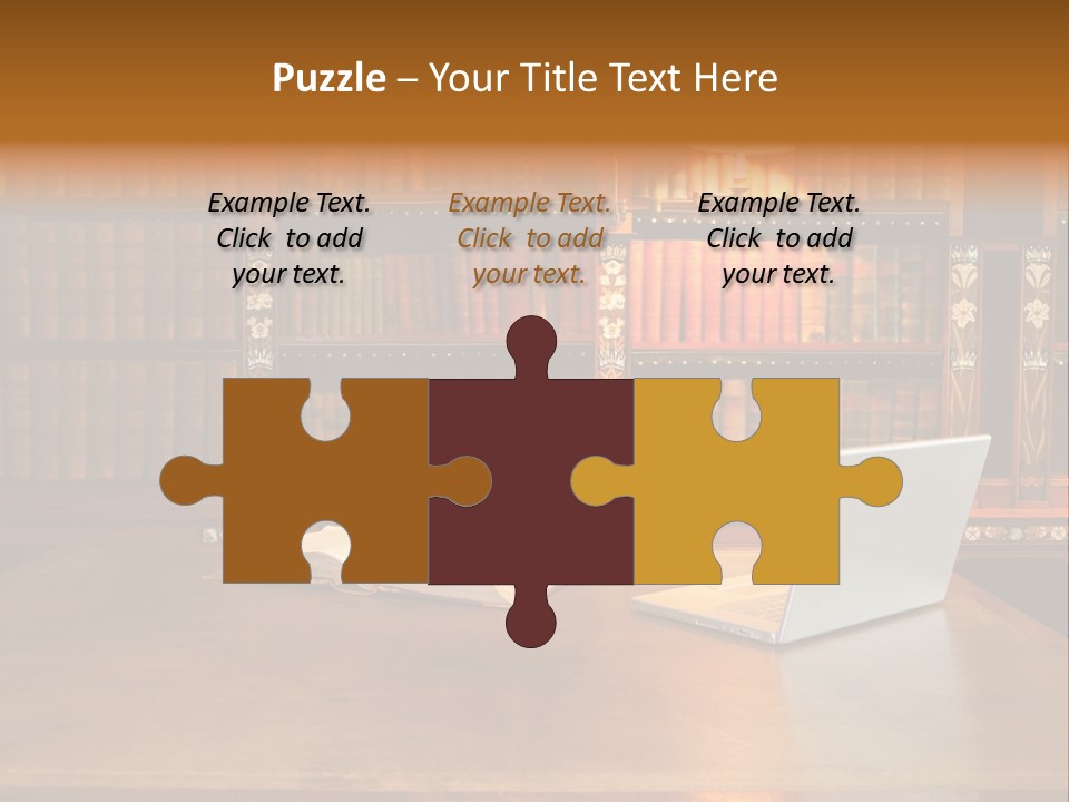 A Laptop Computer Sitting On Top Of A Wooden Desk PowerPoint Template