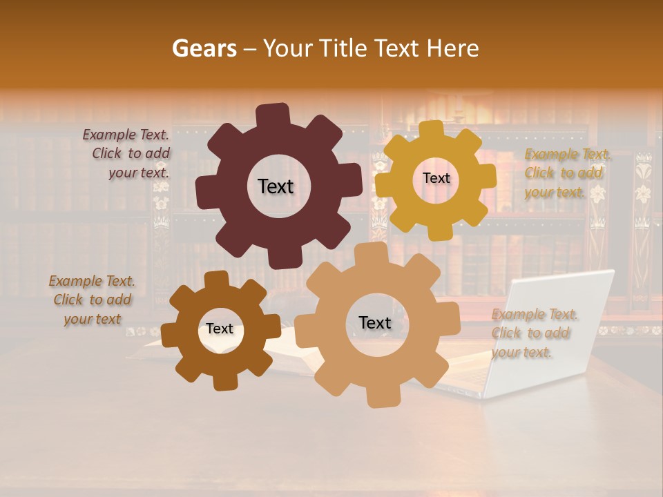 A Laptop Computer Sitting On Top Of A Wooden Desk PowerPoint Template