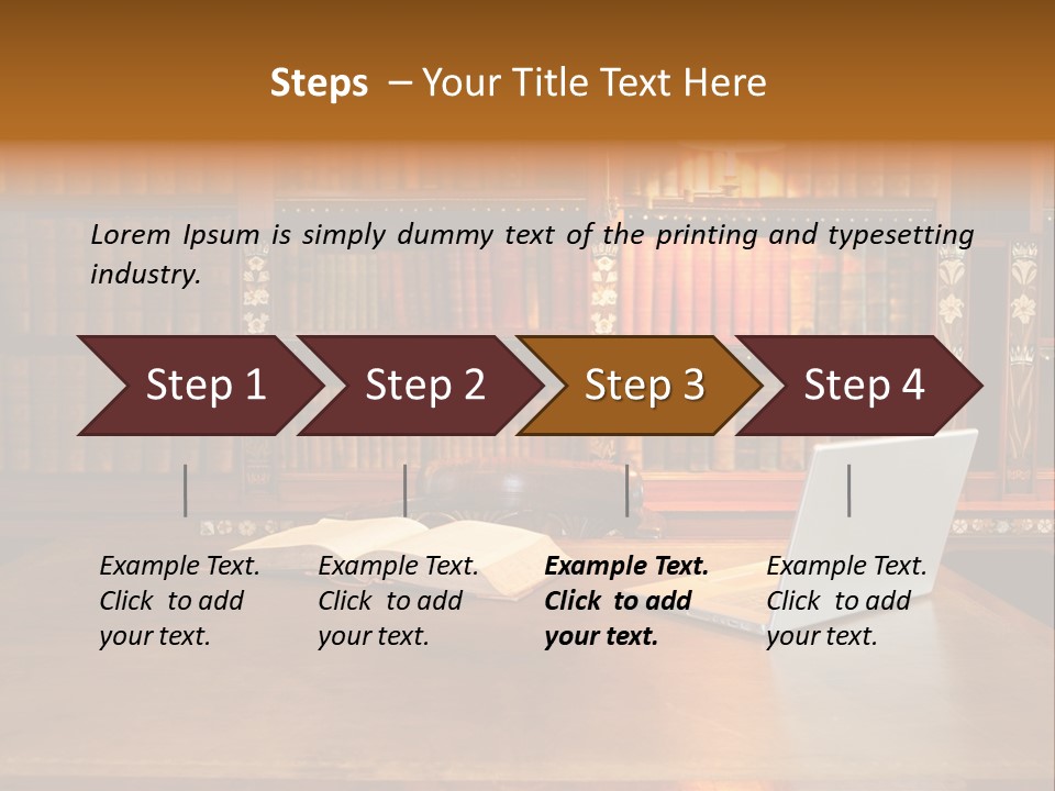 A Laptop Computer Sitting On Top Of A Wooden Desk PowerPoint Template
