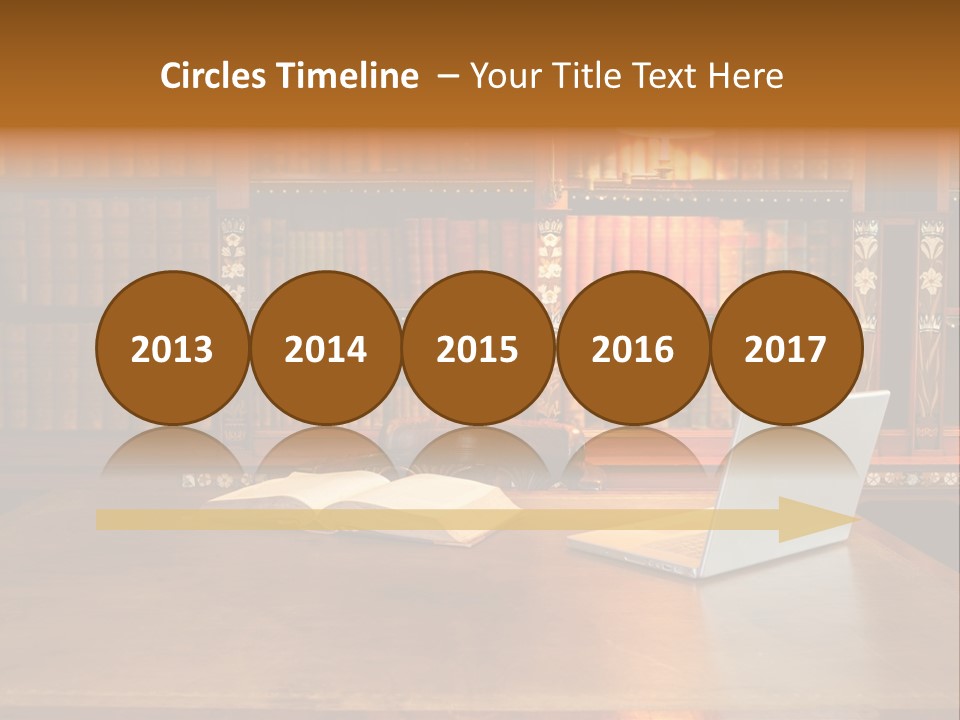 A Laptop Computer Sitting On Top Of A Wooden Desk PowerPoint Template