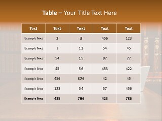 A Laptop Computer Sitting On Top Of A Wooden Desk PowerPoint Template
