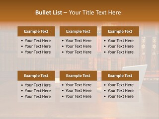 A Laptop Computer Sitting On Top Of A Wooden Desk PowerPoint Template
