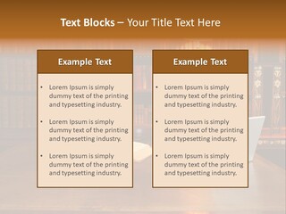 A Laptop Computer Sitting On Top Of A Wooden Desk PowerPoint Template