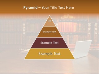 A Laptop Computer Sitting On Top Of A Wooden Desk PowerPoint Template