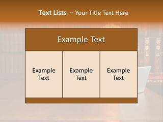 A Laptop Computer Sitting On Top Of A Wooden Desk PowerPoint Template