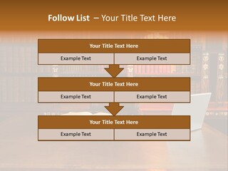A Laptop Computer Sitting On Top Of A Wooden Desk PowerPoint Template