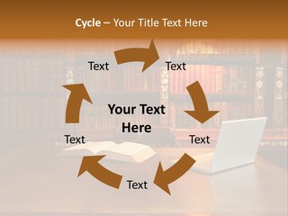 A Laptop Computer Sitting On Top Of A Wooden Desk PowerPoint Template