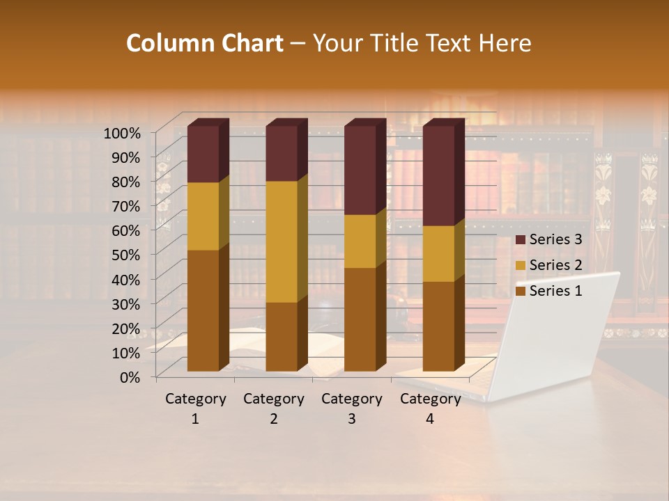 A Laptop Computer Sitting On Top Of A Wooden Desk PowerPoint Template