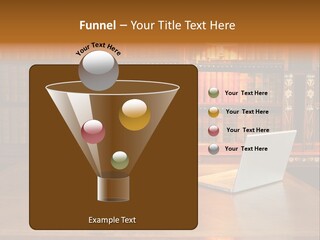 A Laptop Computer Sitting On Top Of A Wooden Desk PowerPoint Template