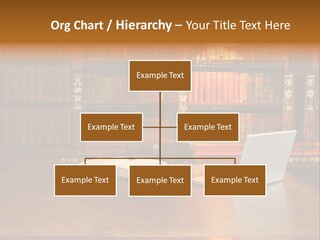 A Laptop Computer Sitting On Top Of A Wooden Desk PowerPoint Template