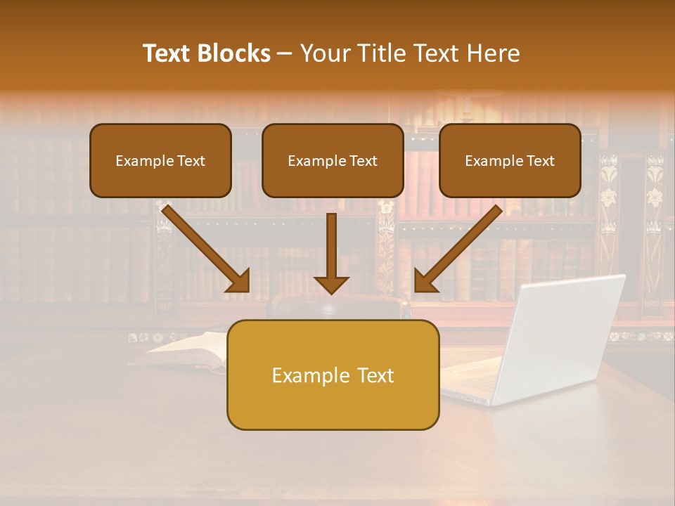 A Laptop Computer Sitting On Top Of A Wooden Desk PowerPoint Template