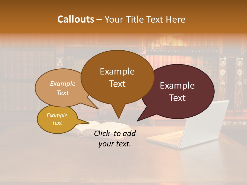 A Laptop Computer Sitting On Top Of A Wooden Desk PowerPoint Template
