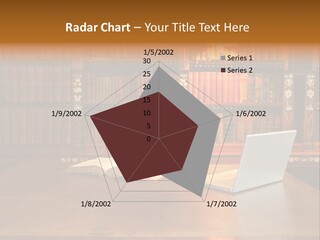 A Laptop Computer Sitting On Top Of A Wooden Desk PowerPoint Template
